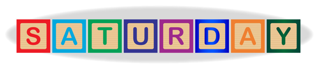 Saturday In Wooden Block Letters