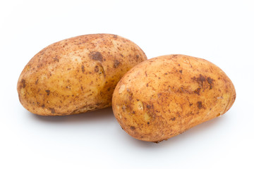 A bio russet potato isolated white background.