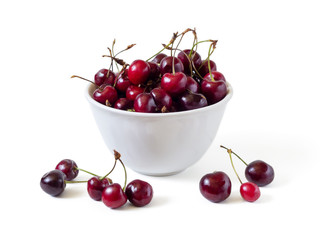 Cherries in a white bowl