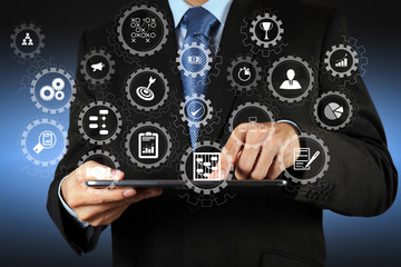 businessman using tablet computer