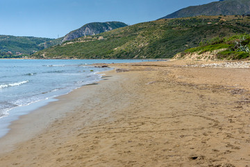 Fototapeta na wymiar Panorama of Kaminia beach in Kefalonia, Ionian Islands, Greece