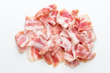 Fresh bacon on the isolated background.