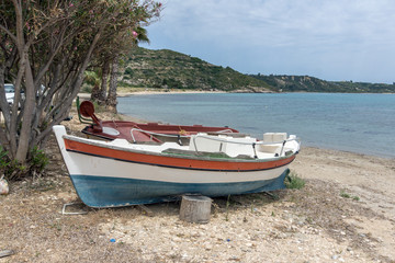 Landscape with sand beach in Kefalonia, Ionian Islands, Greece