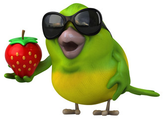 Obraz premium Fun green bird - 3D Illustration