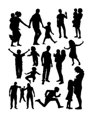 Silhouette of happy family. Good use for symbol, logo, web icon, mascot, sign, or any design you want.