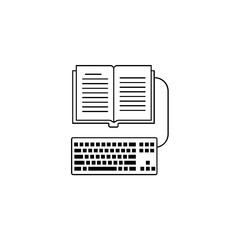E-book, keyboard attached to the book icon