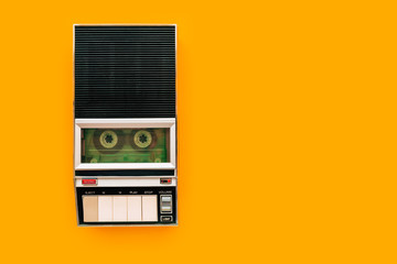 Top view of audio cassette tape player