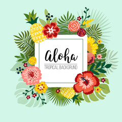 Summer tropical leaves poster design, vector background © Colorlife