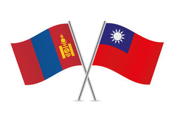 Mongolia and Taiwan flags. Vector illustration.