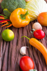 Colorful fruits and vegetables background