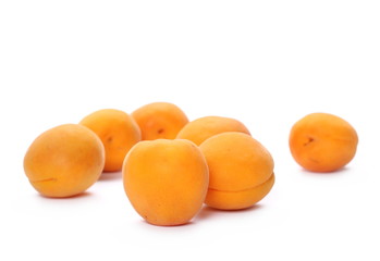 Fresh apricot fruits isolated on white background