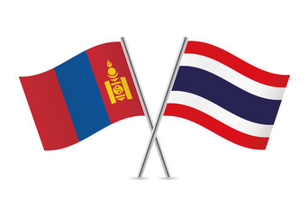 Mongolia and Thailand flags. Vector illustration.
