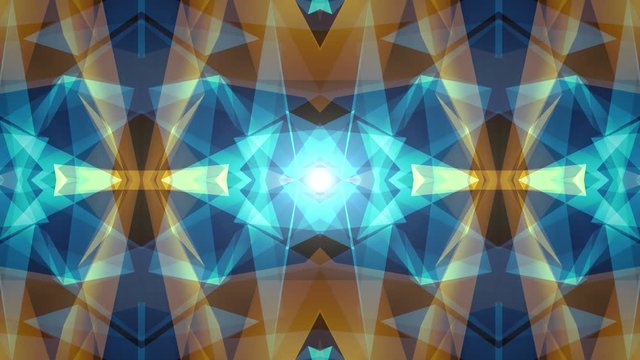 abstract symmetrical BLUE YELLOW polygon shape net shiny cloud animation background new quality dynamic technology motion colorful video footage