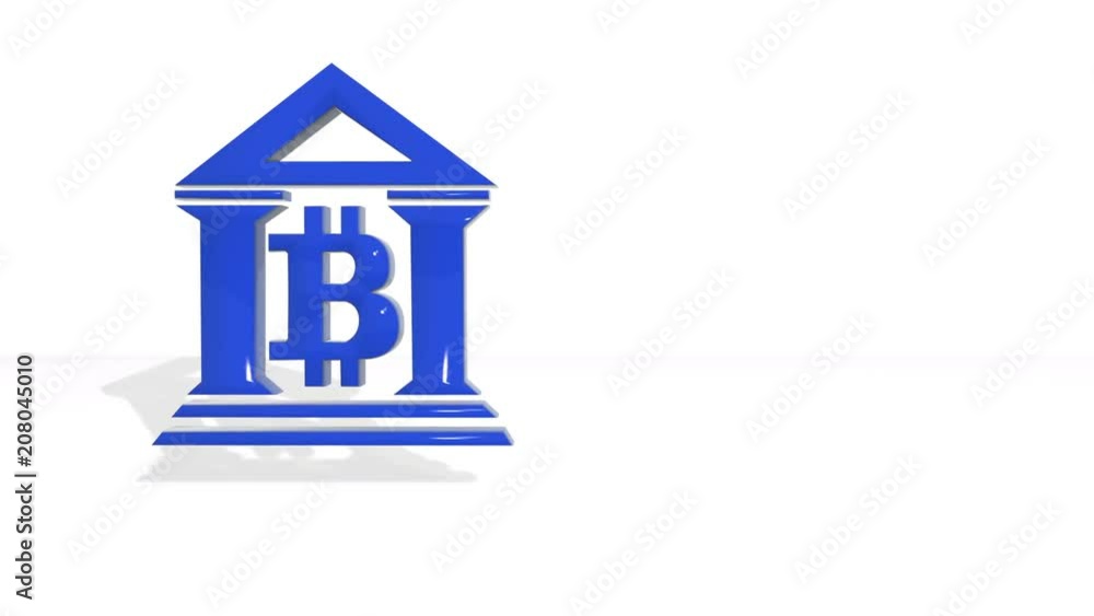 Aufkleber sign of bitcoin in emblem of bank in columns. financial background made of 3d poligons. polygons rot
