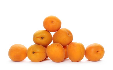 Fresh apricot fruits isolated on white background