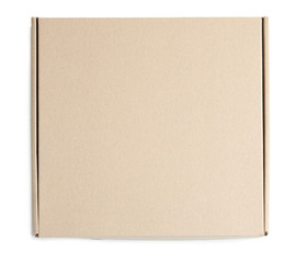 Mockup of cardboard pizza box on white background