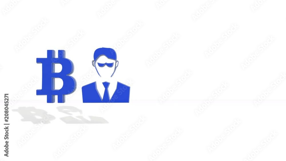 Aufkleber sign of bitcoin and emblem of businessman. financial background made of 3d polygons. polygons rotate
