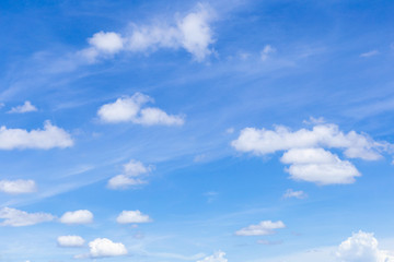 Blue sky with white clouds, rain clouds on sunny summer or spring day for background design.