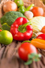 Colorful fruits and vegetables background