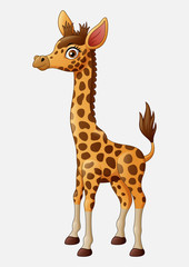 Obraz premium Ładny żyrafa kreskówka na białym tle