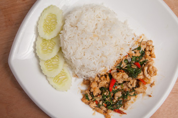 Stir Fried Basil Chicken (Pad Ka Prao) - Thai food