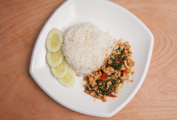 Stir Fried Basil Chicken (Pad Ka Prao) - Thai food