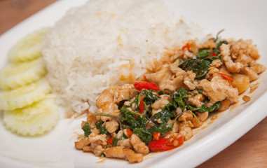 Stir Fried Basil Chicken (Pad Ka Prao) - Thai food