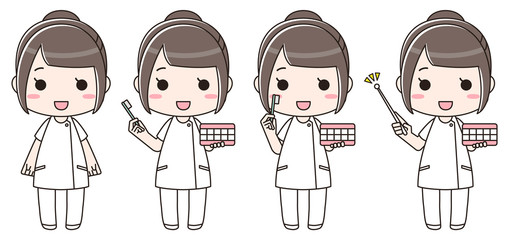 歯科衛生士の女性　正面（セット）