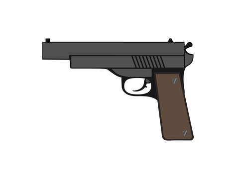 Gun. Isolated on white background. Flat design. Vector illustration.
