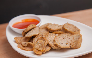 Fried vietnamese pork sausage.