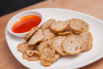 Fried vietnamese pork sausage.