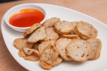 Fried vietnamese pork sausage.