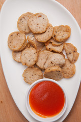 Fried vietnamese pork sausage.