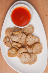 Fried vietnamese pork sausage.