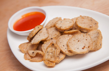 Fried vietnamese pork sausage.
