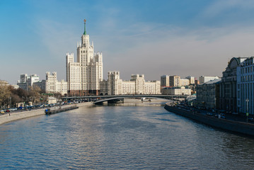 Fototapeta na wymiar High-rise on Kotelnicheskaya embankment in Moscow