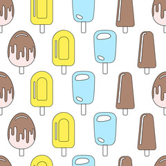 Seamless pattern with ice cream. Vector illustration.
