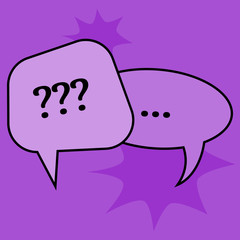 Communication speech bubbles on purple background. Vector illustration
