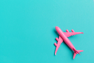 Model plane,airplane on pastel color background.