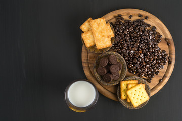 coffeebean on wood blackground