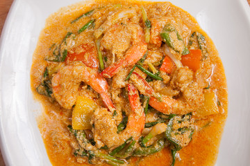 Fried shrimp in curry powder - Thai food
