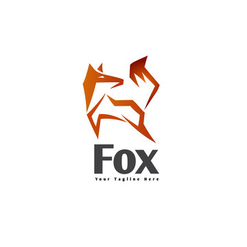 Stand fox brush art logo