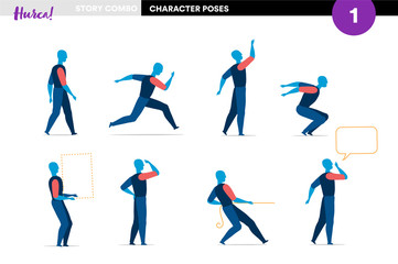 Personaggio in posizioni diverse per animazione