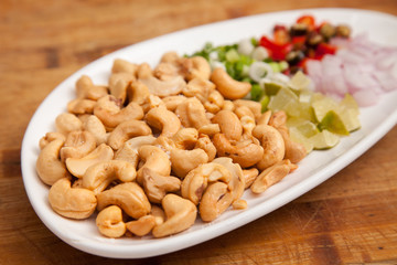 Nuts and spices for cooking - for food background