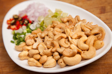 Nuts and spices for cooking - for food background