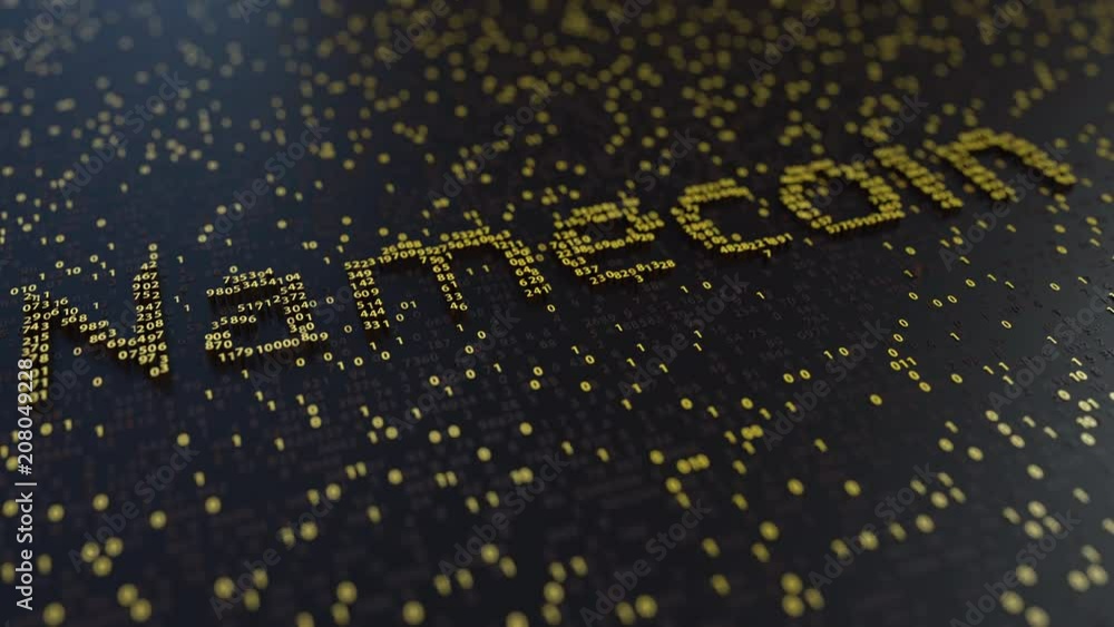 Poster namecoin word made of moving golden numbers. cryptocurrency mining or transactions related conceptua