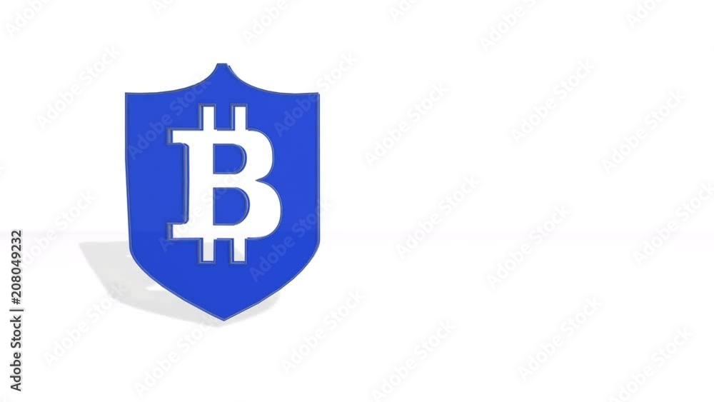 Aufkleber sign of bitcoin in emblem of shield. financial background made of 3d polygons. polygons rotate and a