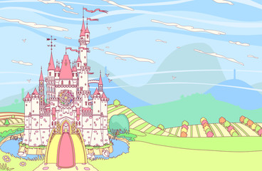 
vector Wonderland royal panoramic сastle fortress 