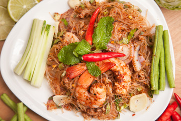 Spicy vermicelli shrimp - Thai food