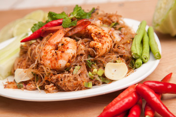 Spicy vermicelli shrimp - Thai food